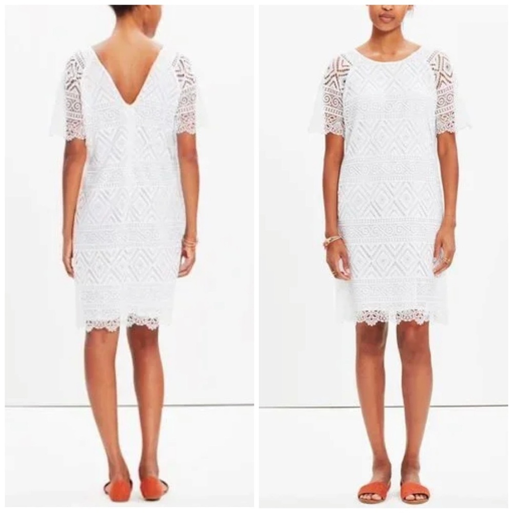 Madewell White Lyric Lace Crochet Eyelet Cocktail Spring Summer Dress size 2